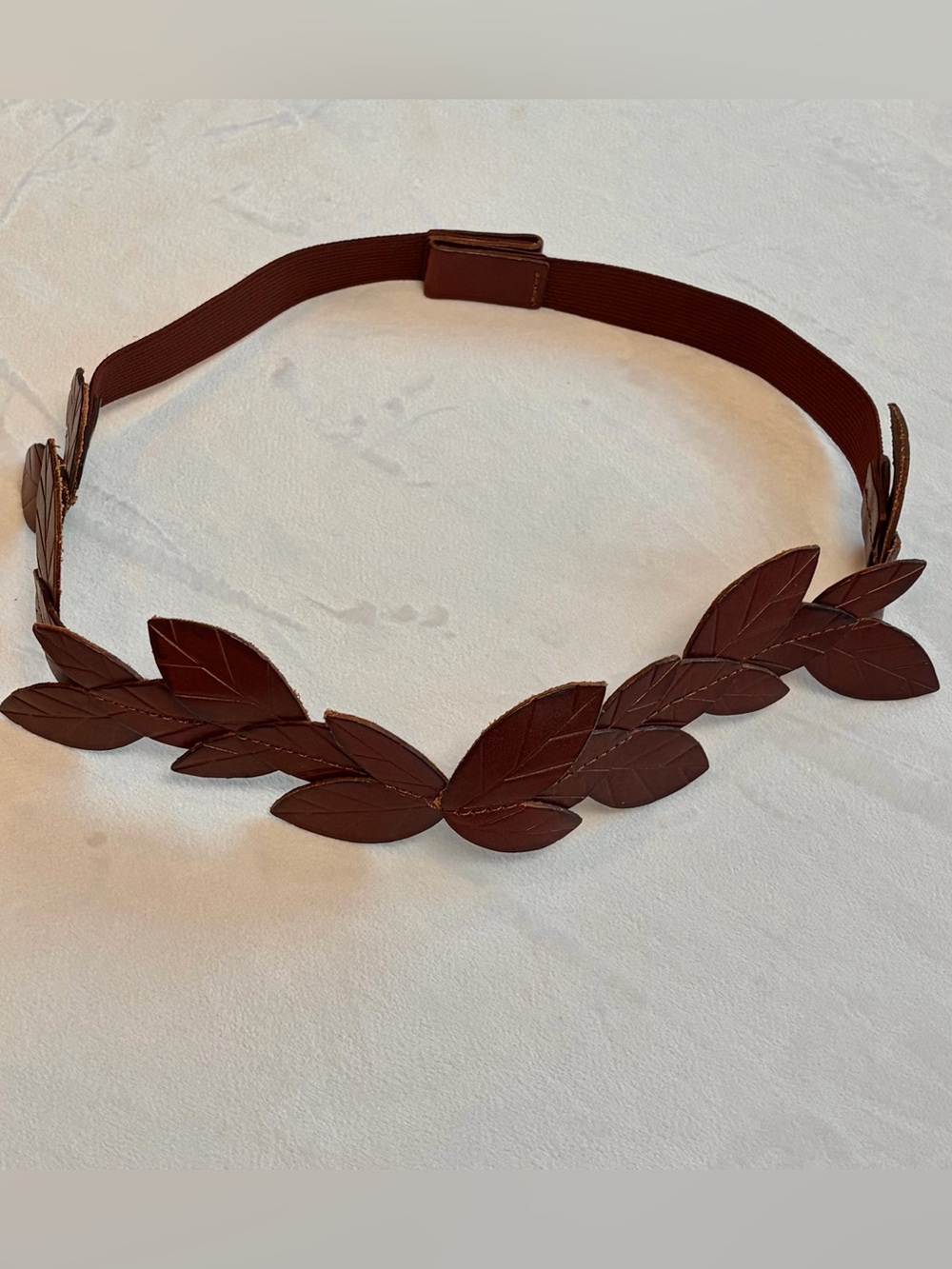Leather Leaf Motif Waist Belt or Laurel Headband, adjustable, brown, EUC, 29-34 - Picture 12 of 12